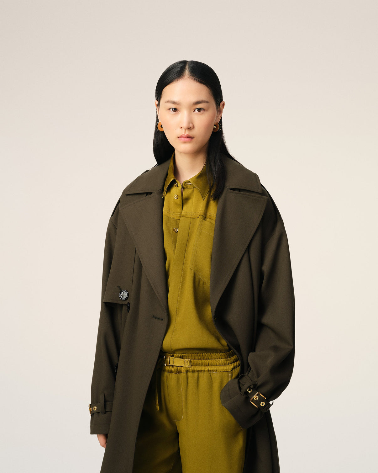Green Wool Trench Coat