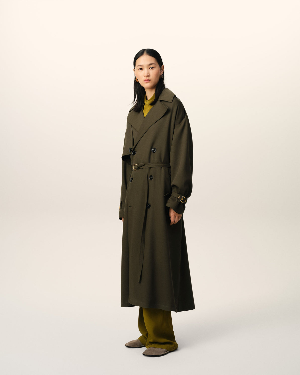 Green Wool Trench Coat