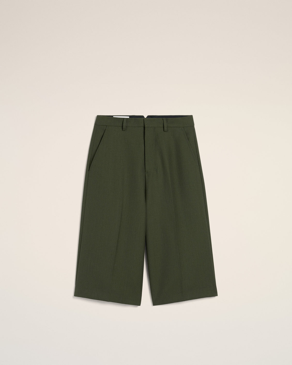 Green Wool Wide Bermuda