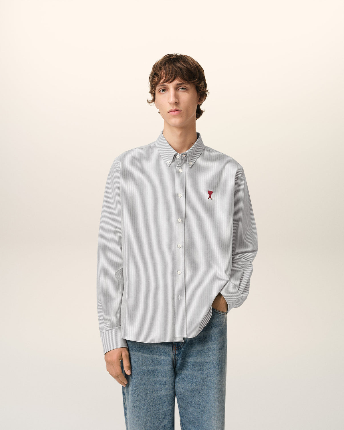 Grey Cotton Button Down Shirt