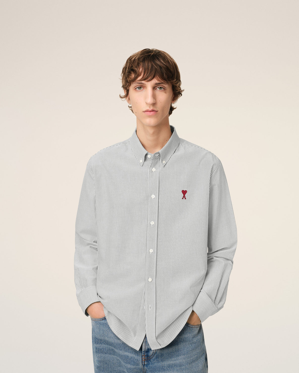 Grey Cotton Button Down Shirt