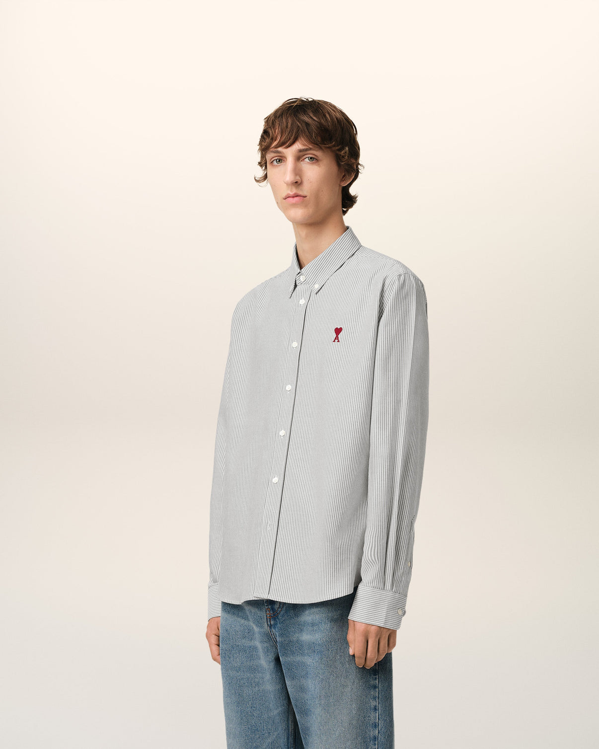 Grey Cotton Button Down Shirt