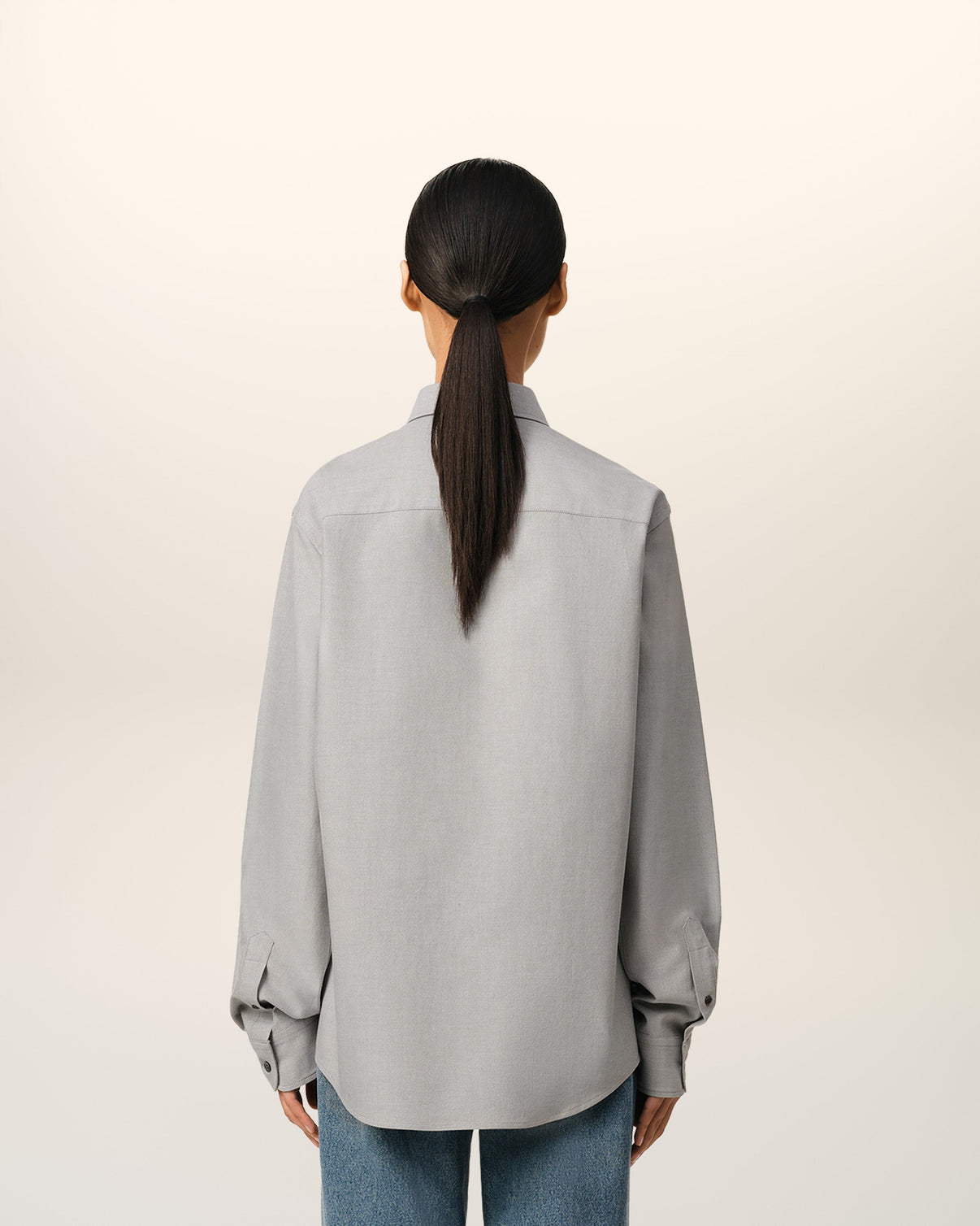 Grey Cotton Button-Down Shirt