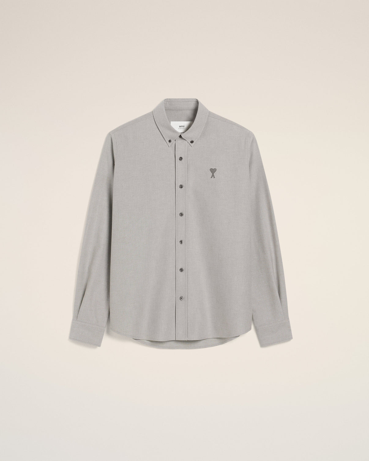 Grey Cotton Button-Down Shirt