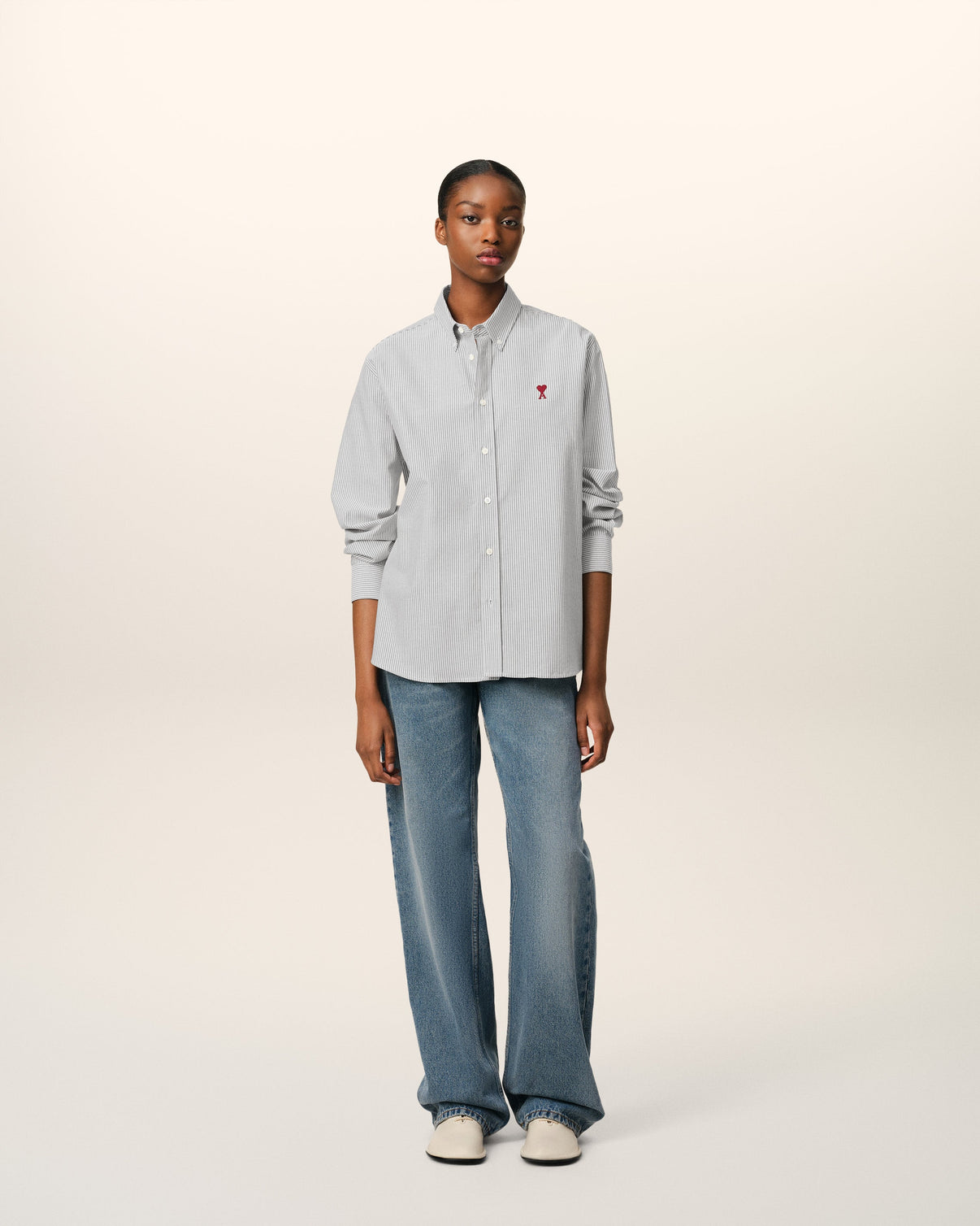 Grey Cotton Button Down Shirt