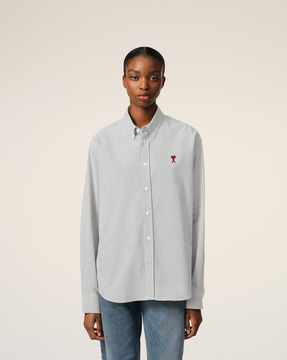 Grey Cotton Button Down Shirt