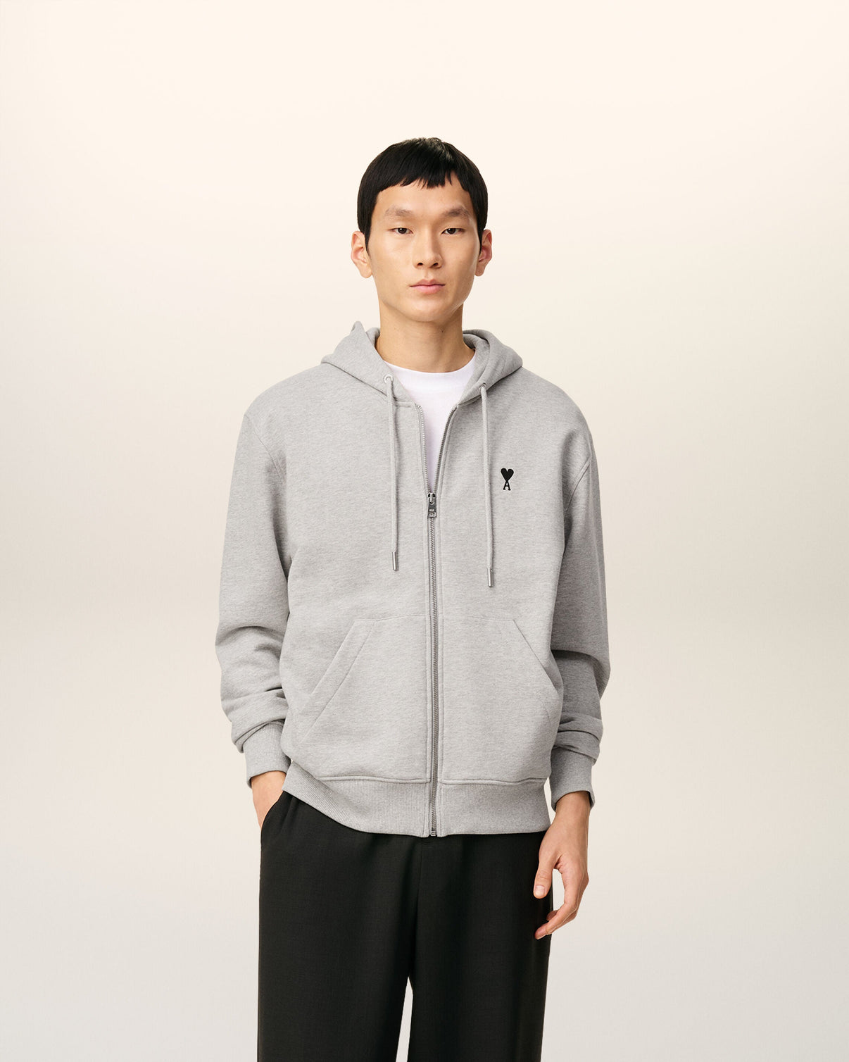 Grey Cotton Contrasted Hoodie