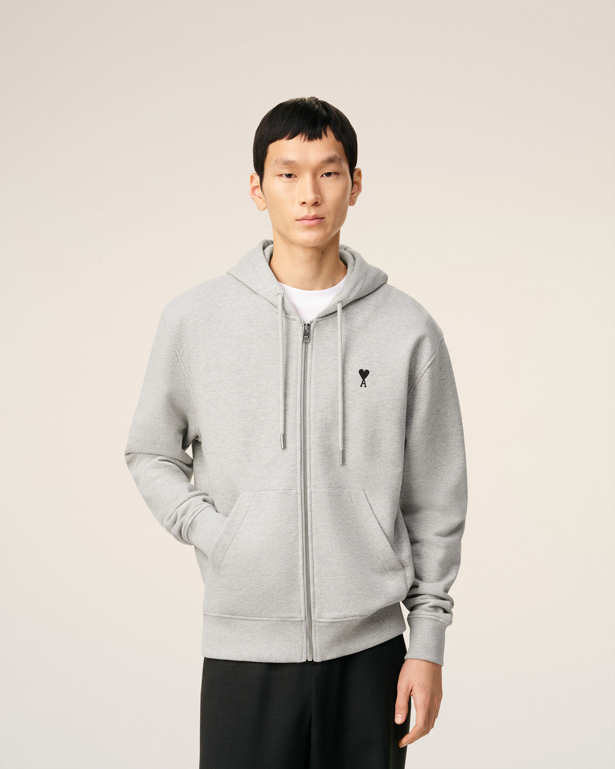 Grey Cotton Contrasted Hoodie