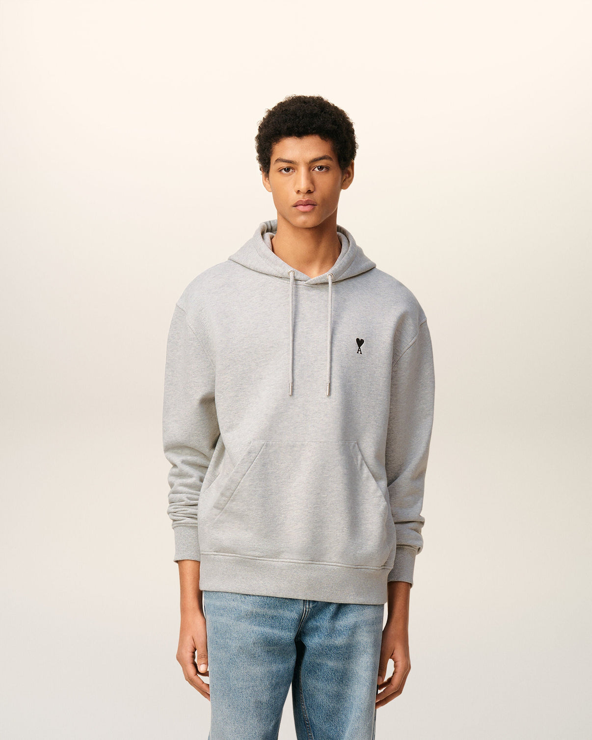 Grey Cotton Contrasted Hoodie