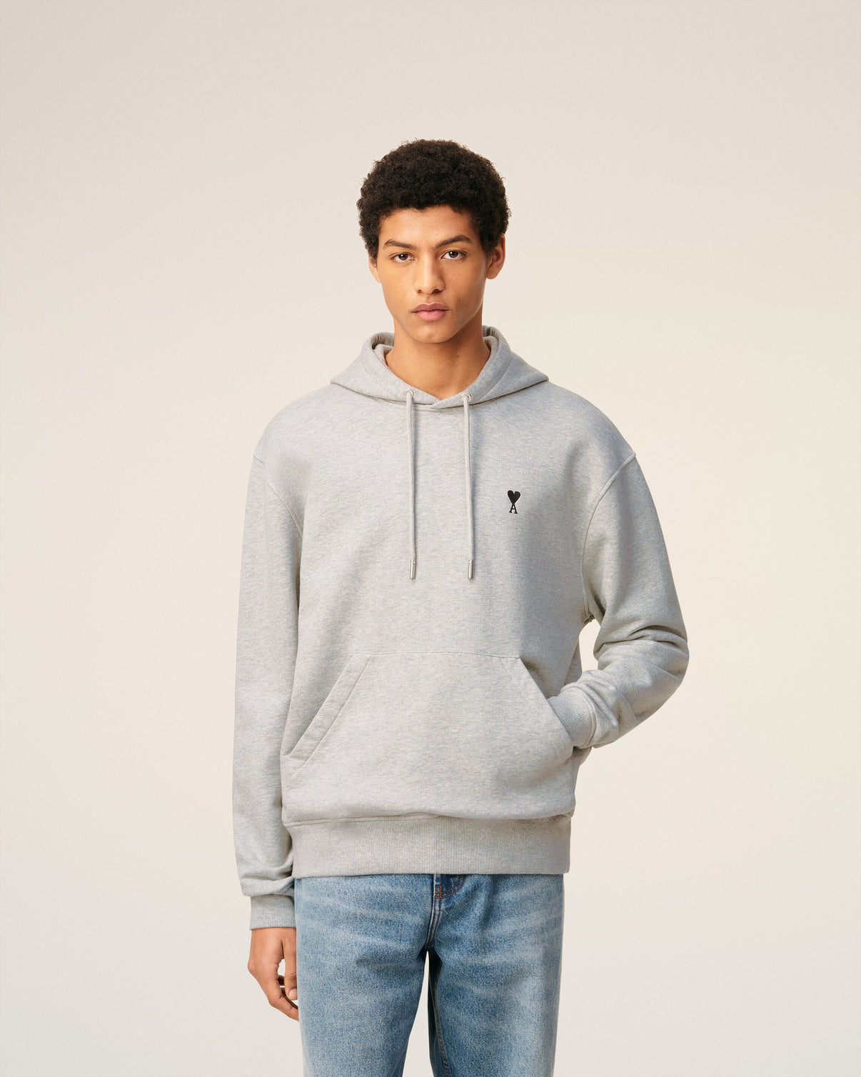 Grey Cotton Contrasted Hoodie