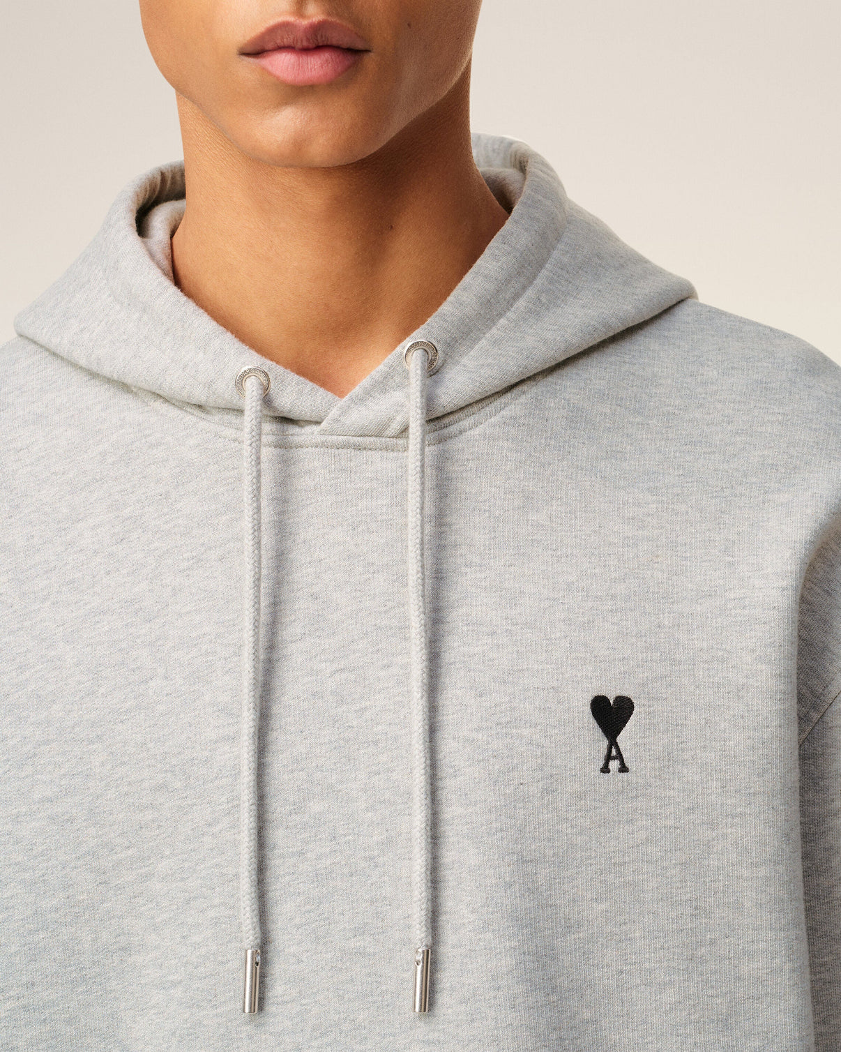 Grey Cotton Contrasted Hoodie