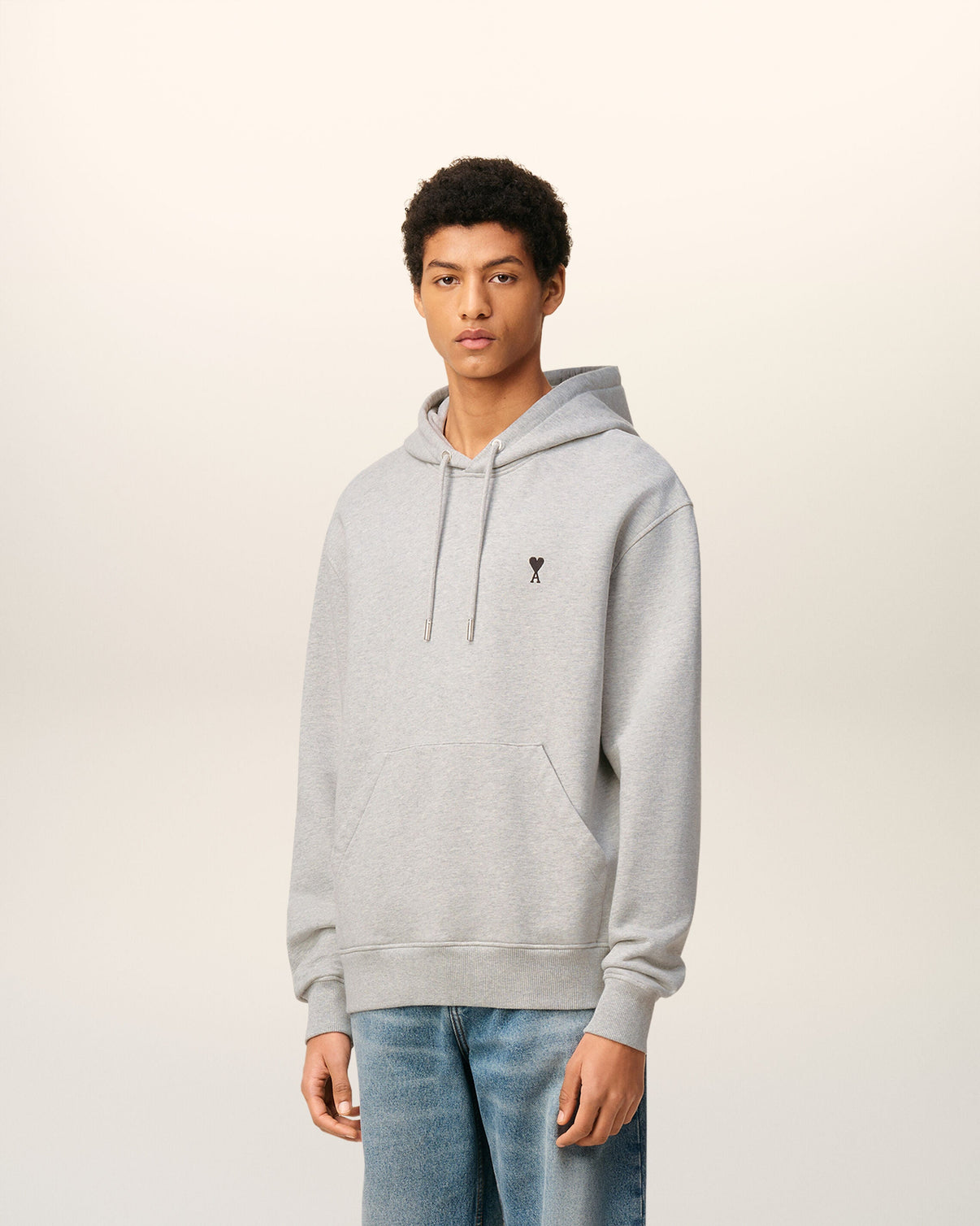 Grey Cotton Contrasted Hoodie