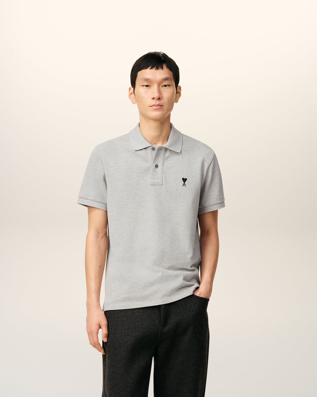 Grey Cotton Contrasted Polo Shirt