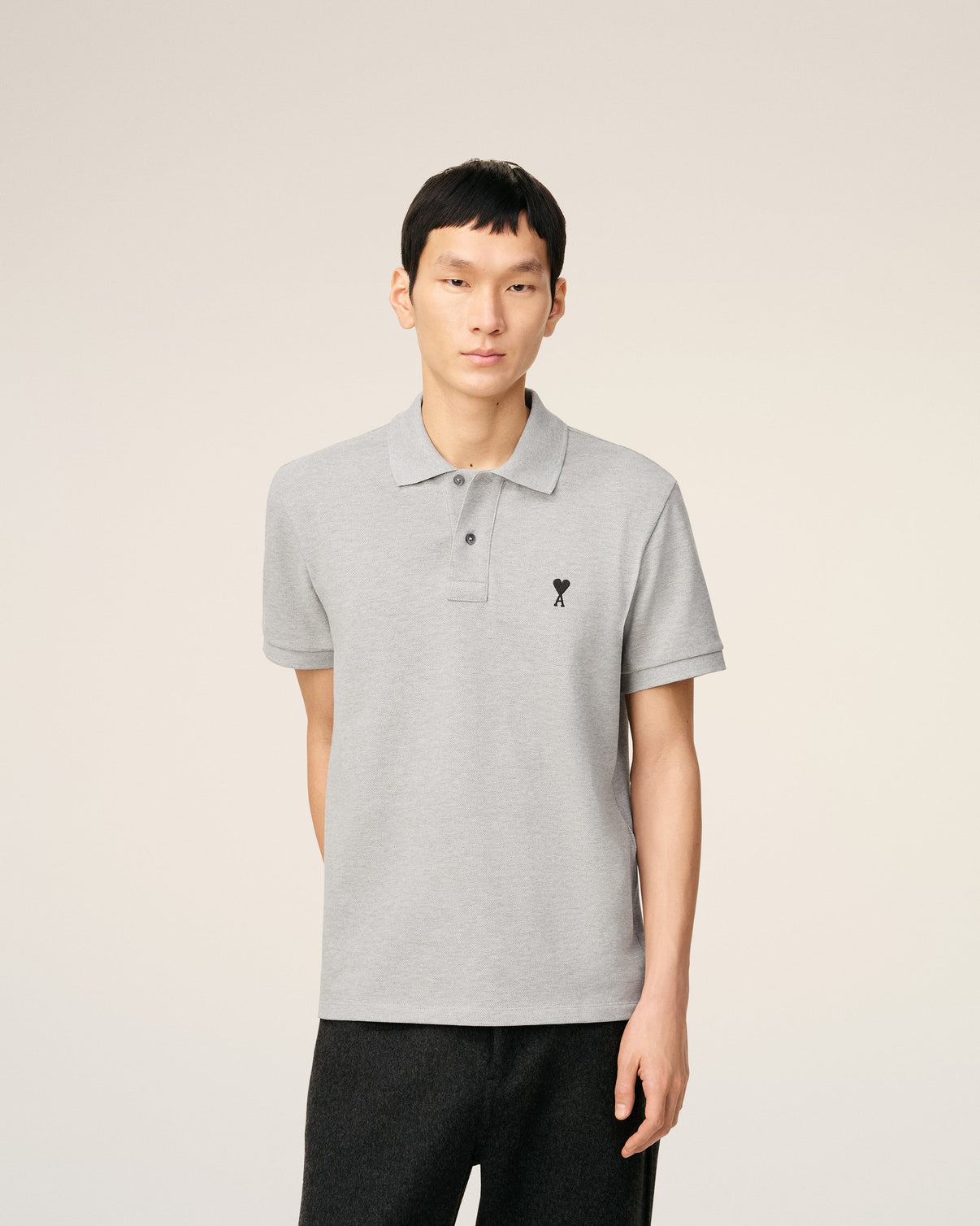 Grey Cotton Contrasted Polo Shirt