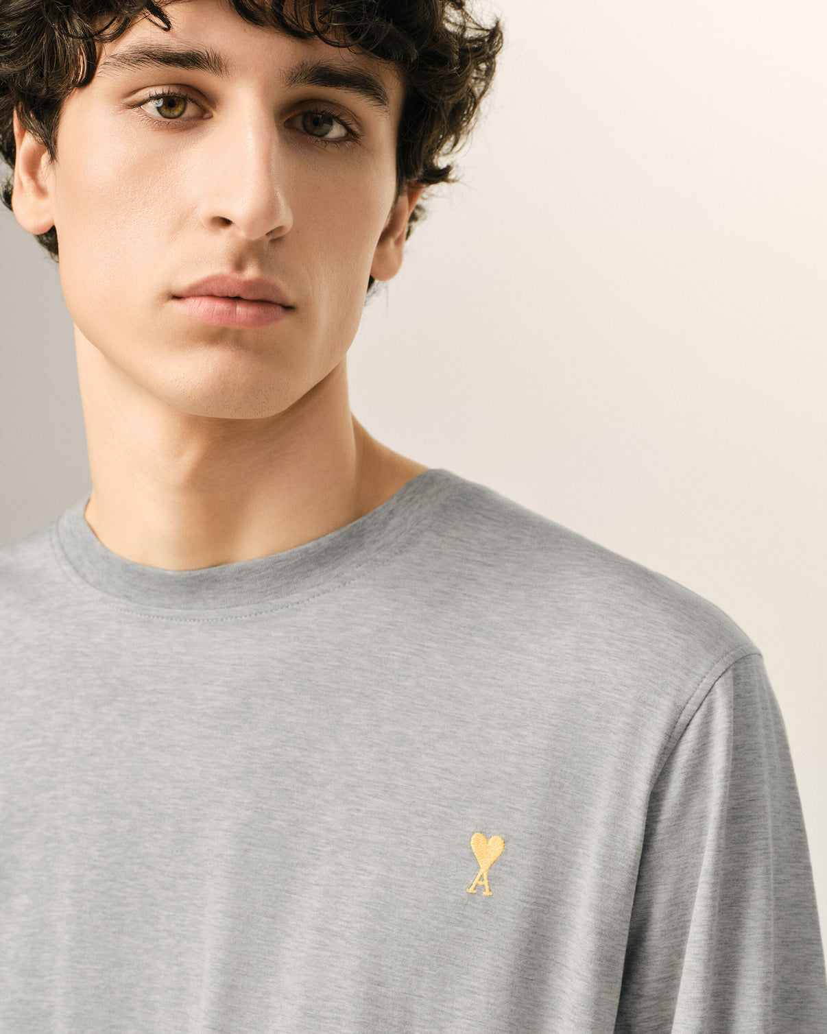 Grey Cotton Double-Sleeve Effect T-Shirt