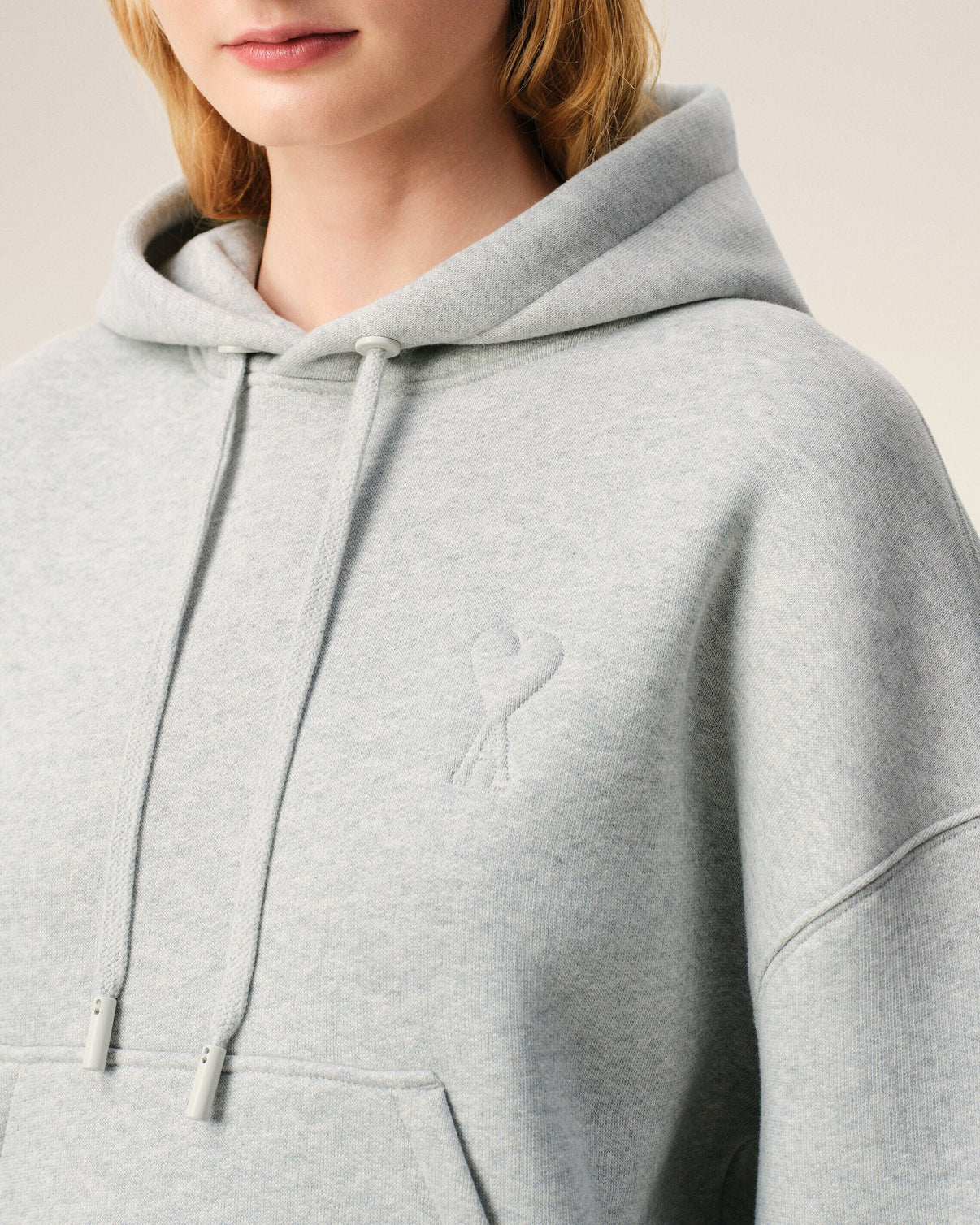 Grey Cotton Embossed Hoodie