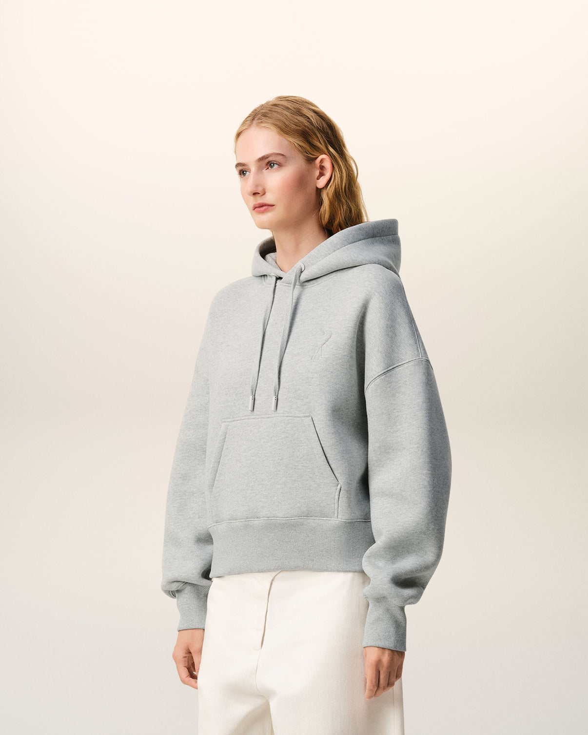 Grey Cotton Embossed Hoodie
