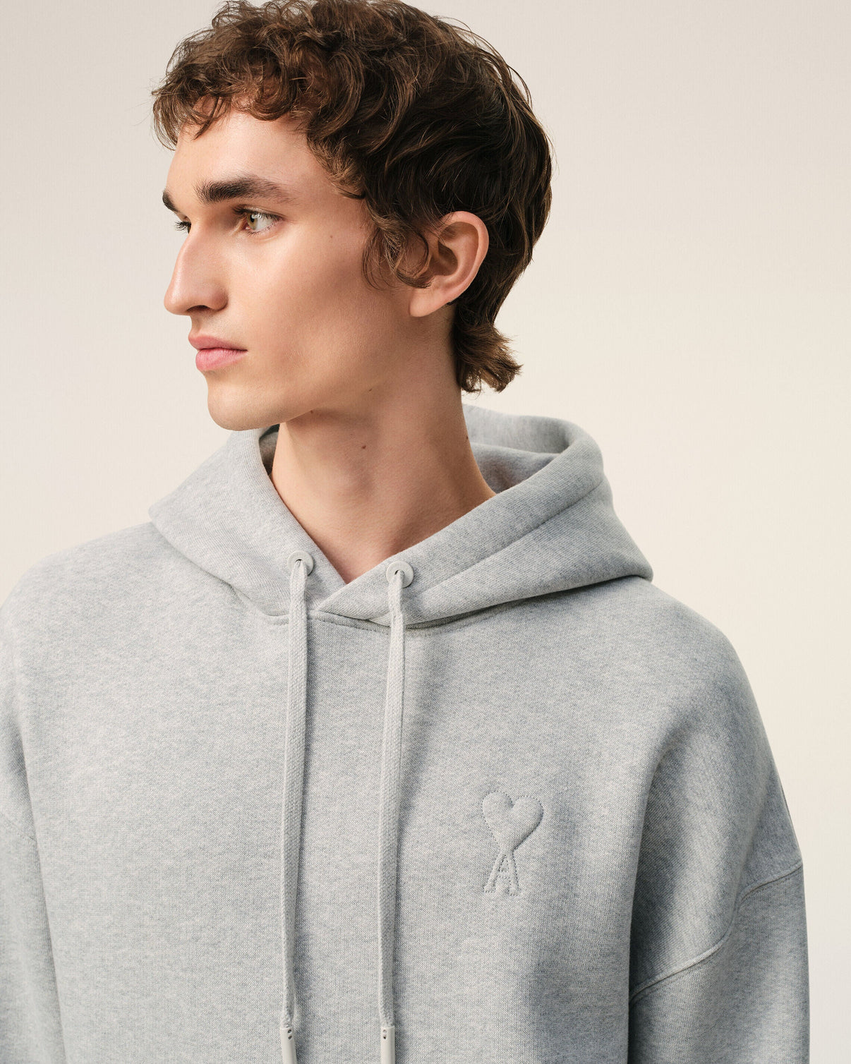 Grey Cotton Embossed Hoodie