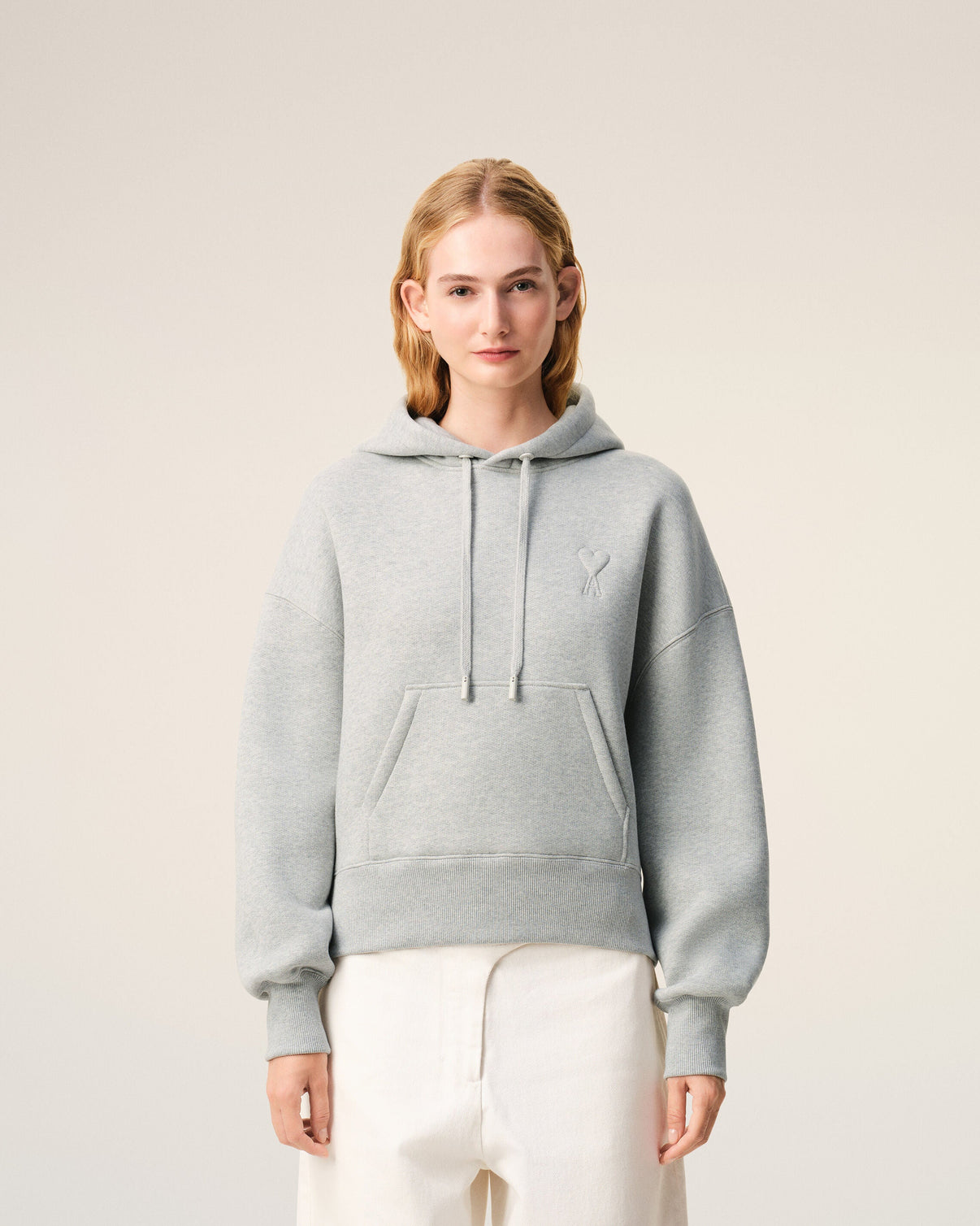 Grey Cotton Embossed Hoodie
