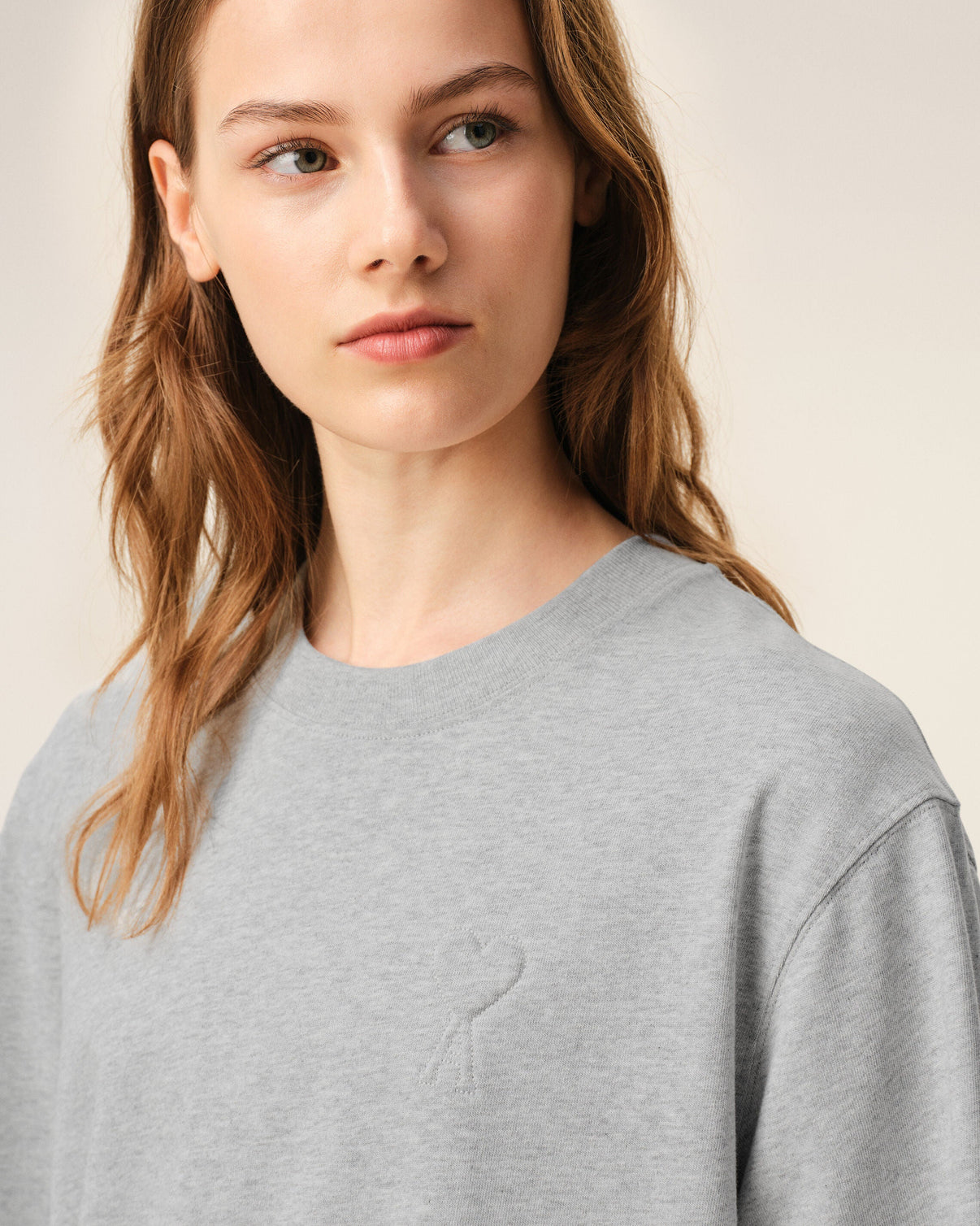 Grey Cotton Embossed T-shirt