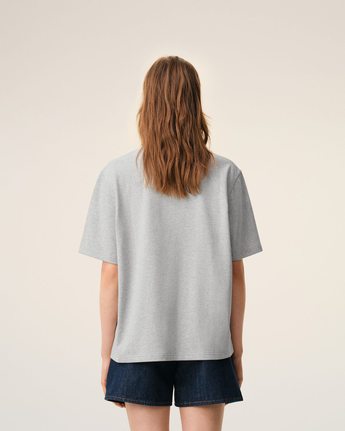 Grey Cotton Embossed T-shirt