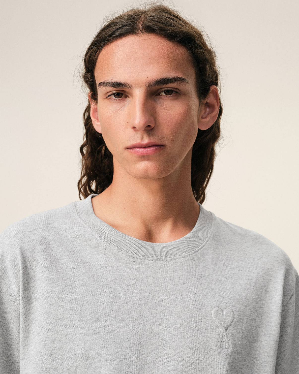 Grey Cotton Embossed T-shirt