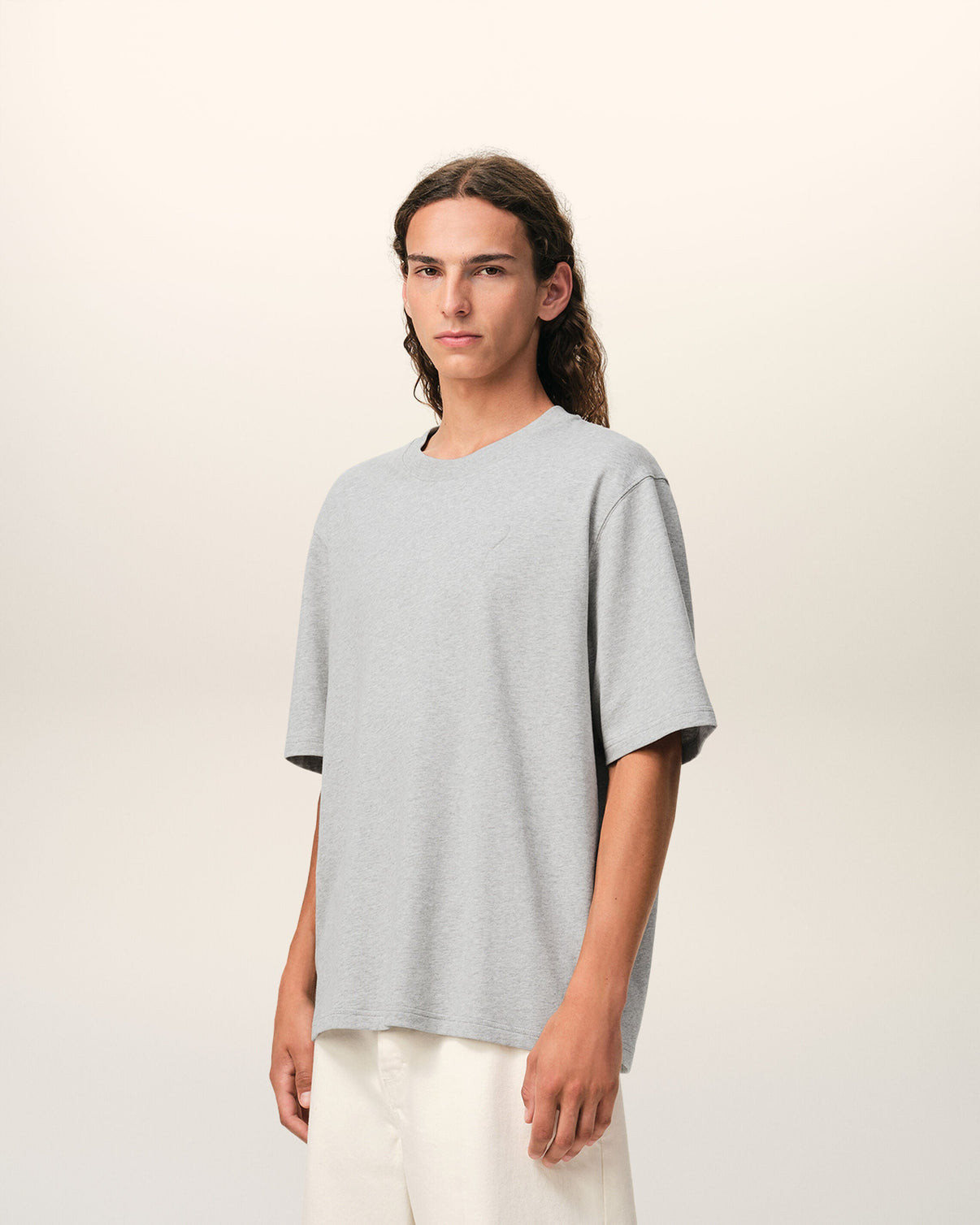 Grey Cotton Embossed T-shirt