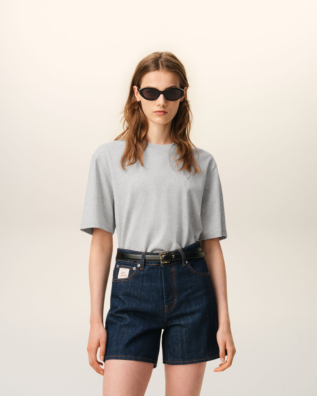 Grey Cotton Embossed T-shirt