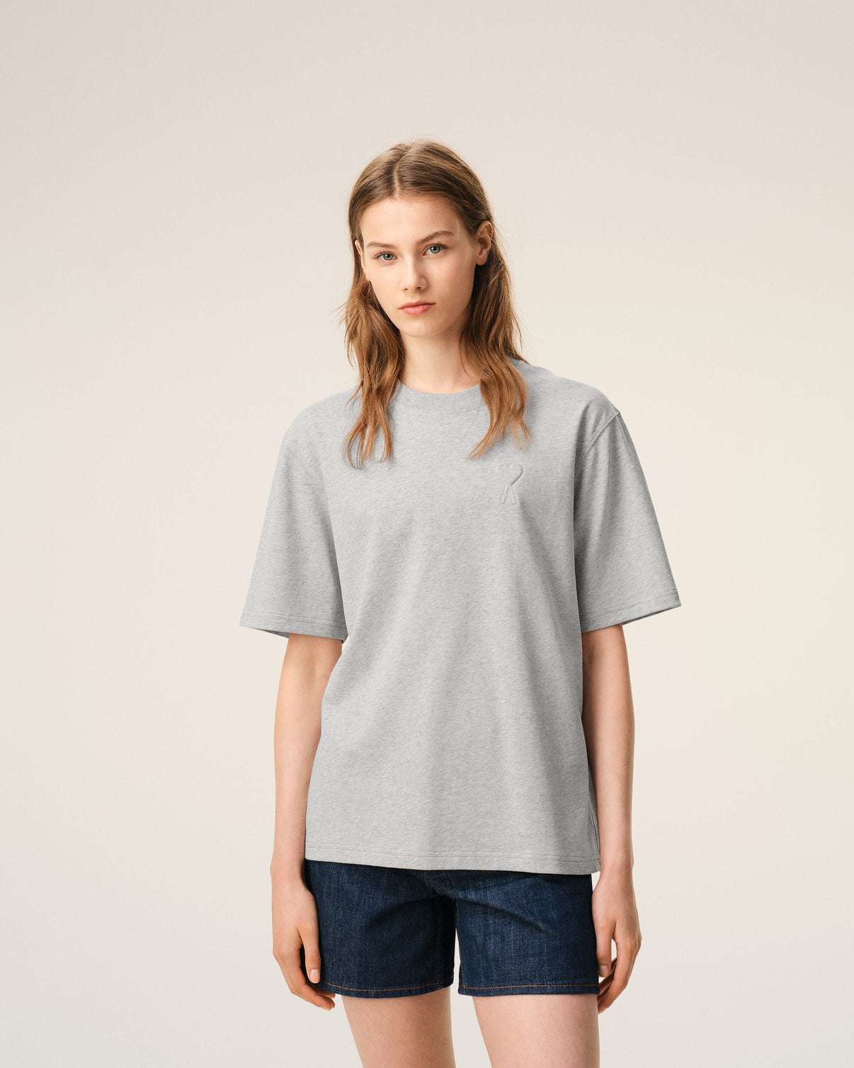 Grey Cotton Embossed T-shirt