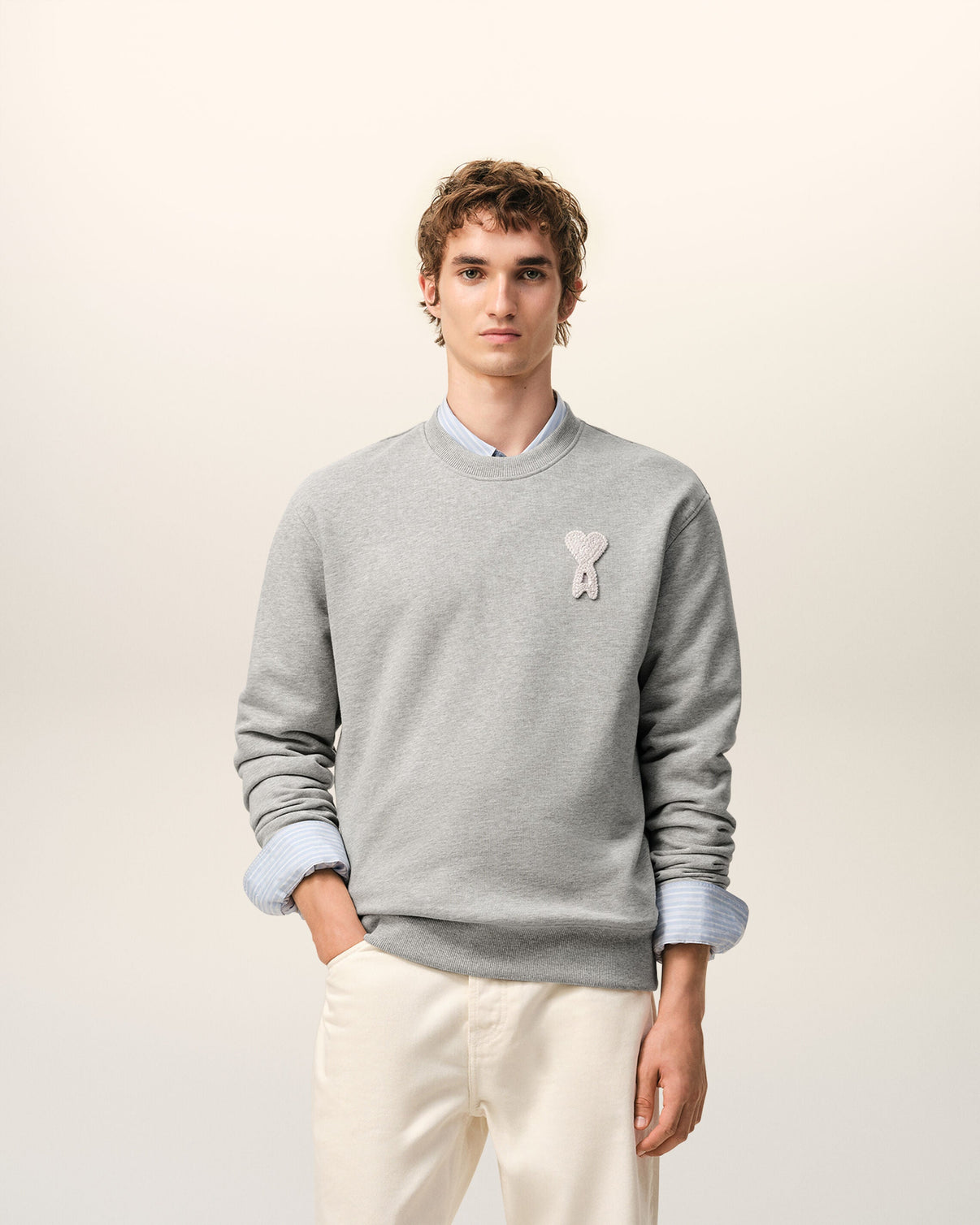 Grey Cotton Knitted Sweatshirt