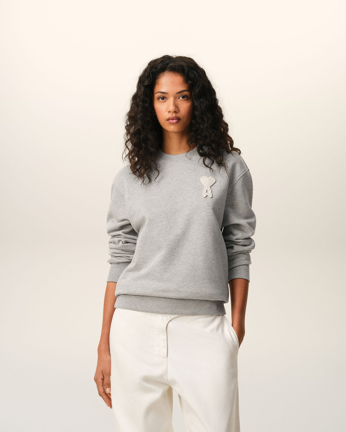 Grey Cotton Knitted Sweatshirt