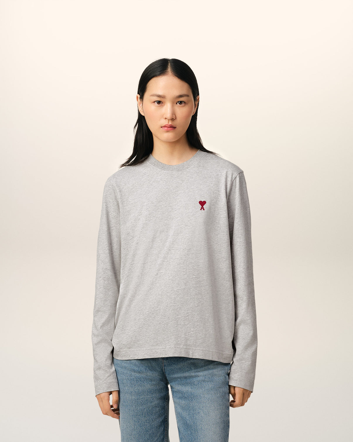 Grey Cotton Long Sleeves T-Shirt
