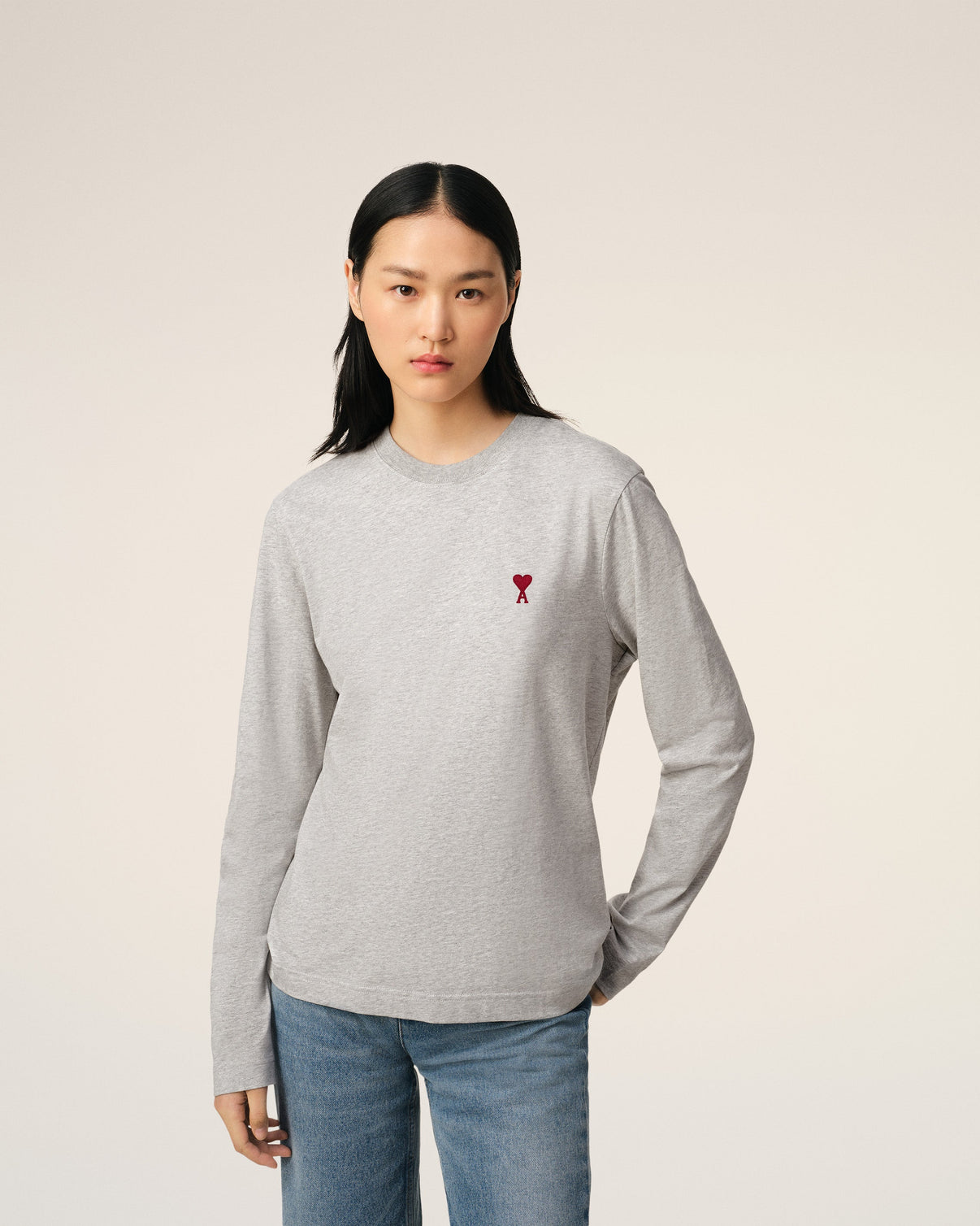 Grey Cotton Long Sleeves T-Shirt
