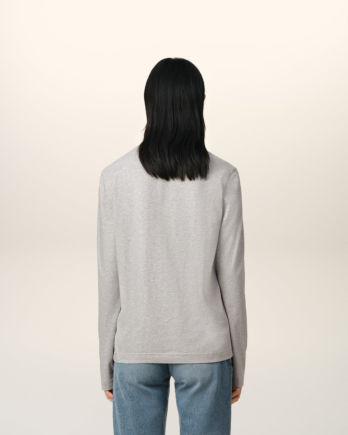 Grey Cotton Long Sleeves T-Shirt