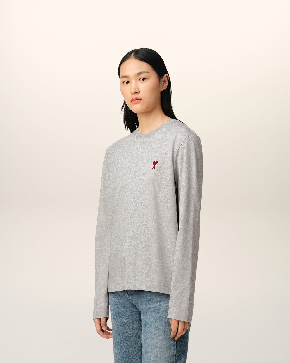 Grey Cotton Long Sleeves T-Shirt