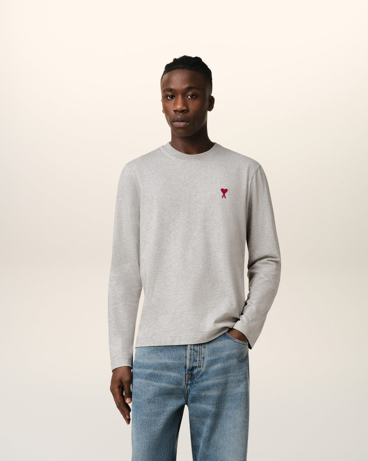 Grey Cotton Long Sleeves T-Shirt