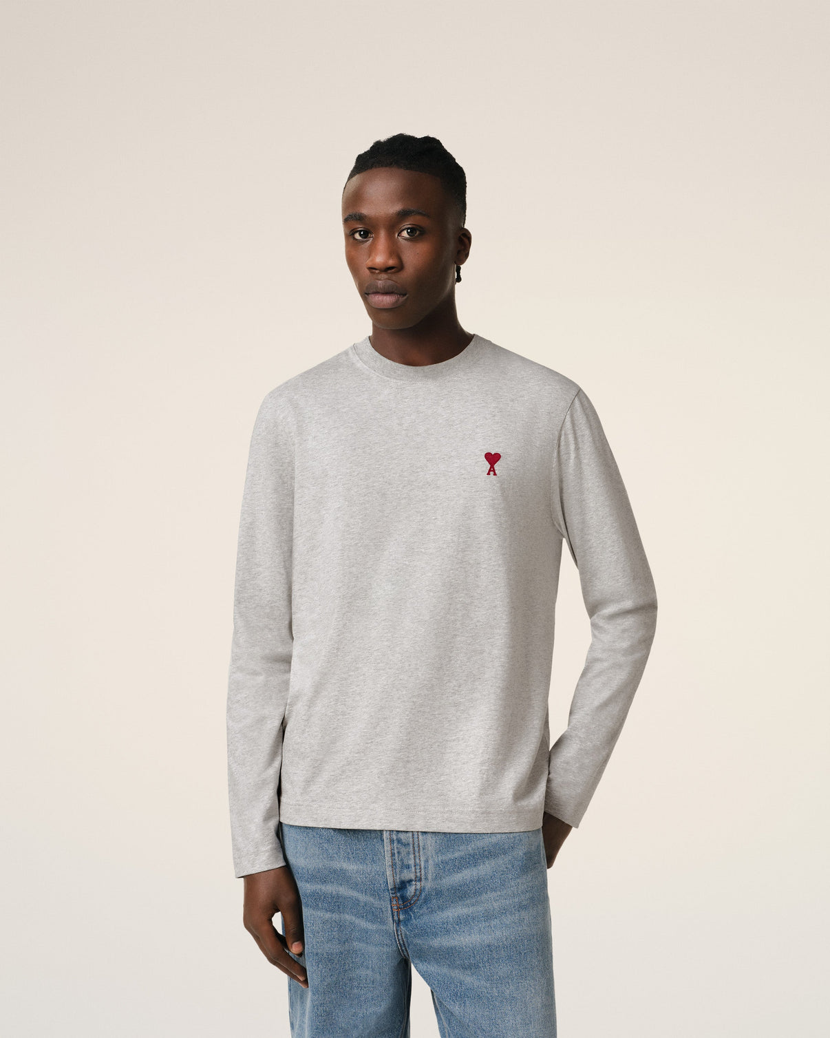 Grey Cotton Long Sleeves T-Shirt