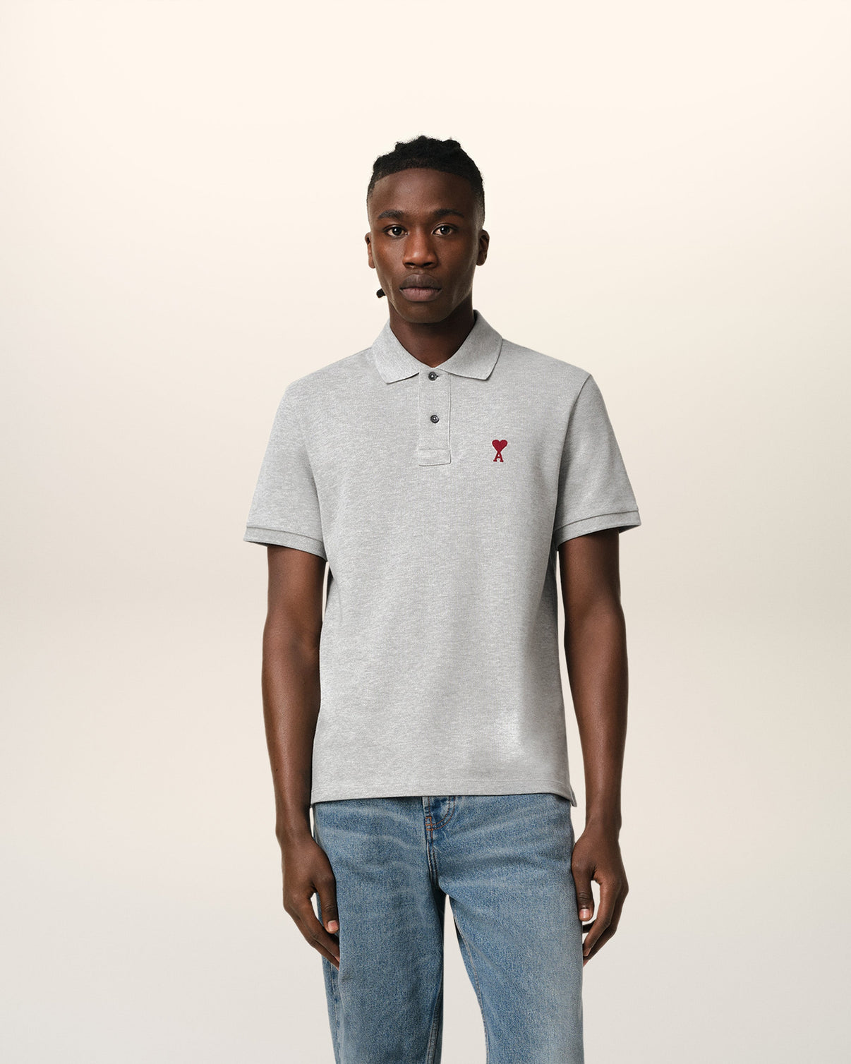 Grey Cotton Polo Shirt