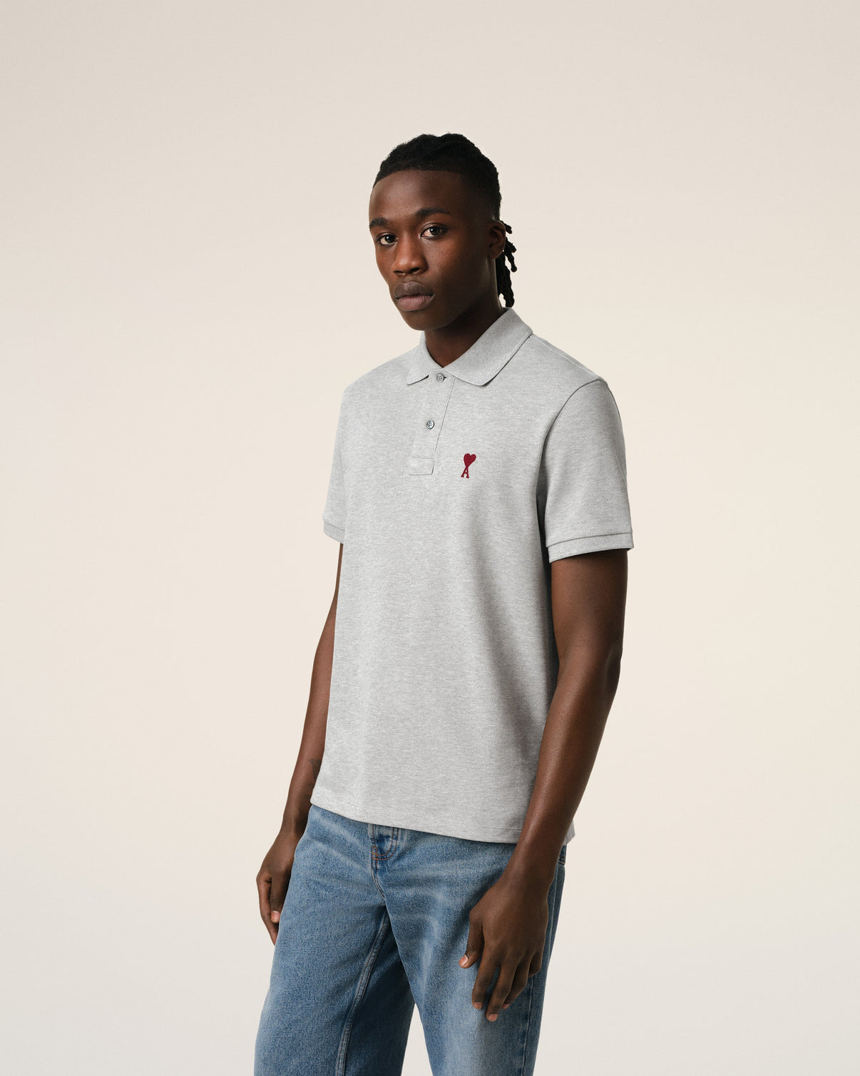 Grey Cotton Polo Shirt