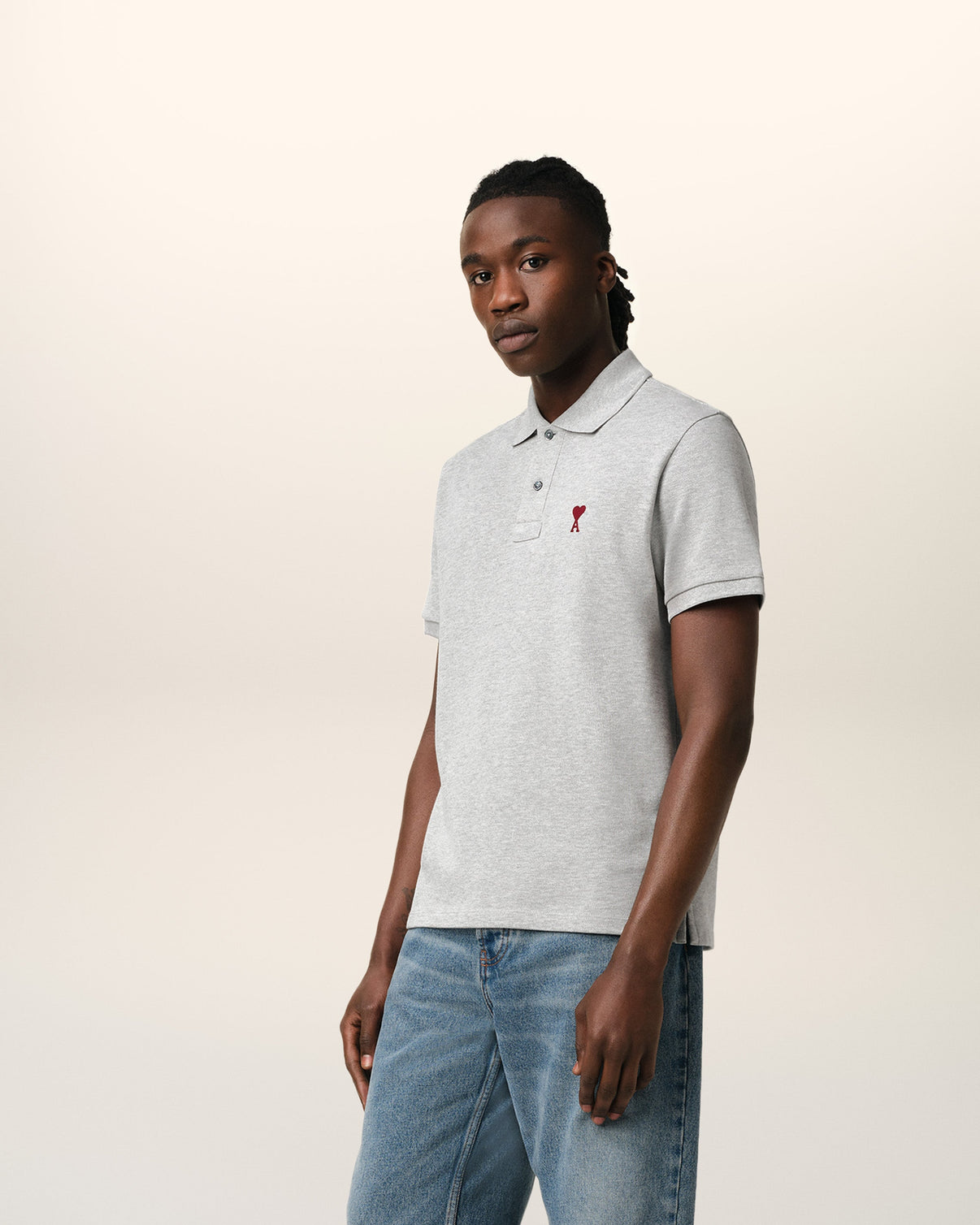 Grey Cotton Polo Shirt