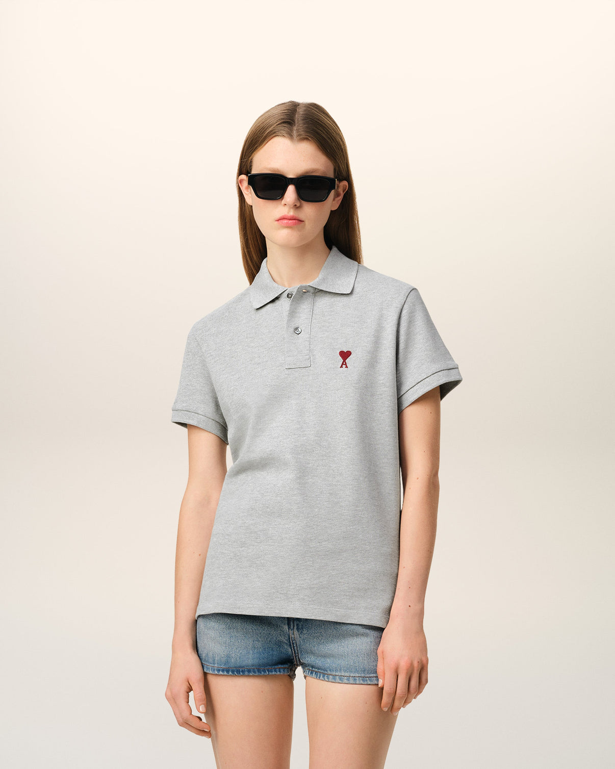 Grey Cotton Polo Shirt