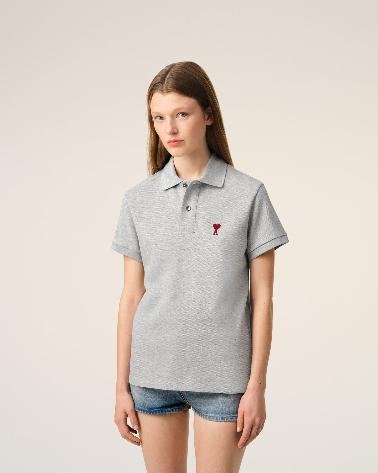 Grey Cotton Polo Shirt