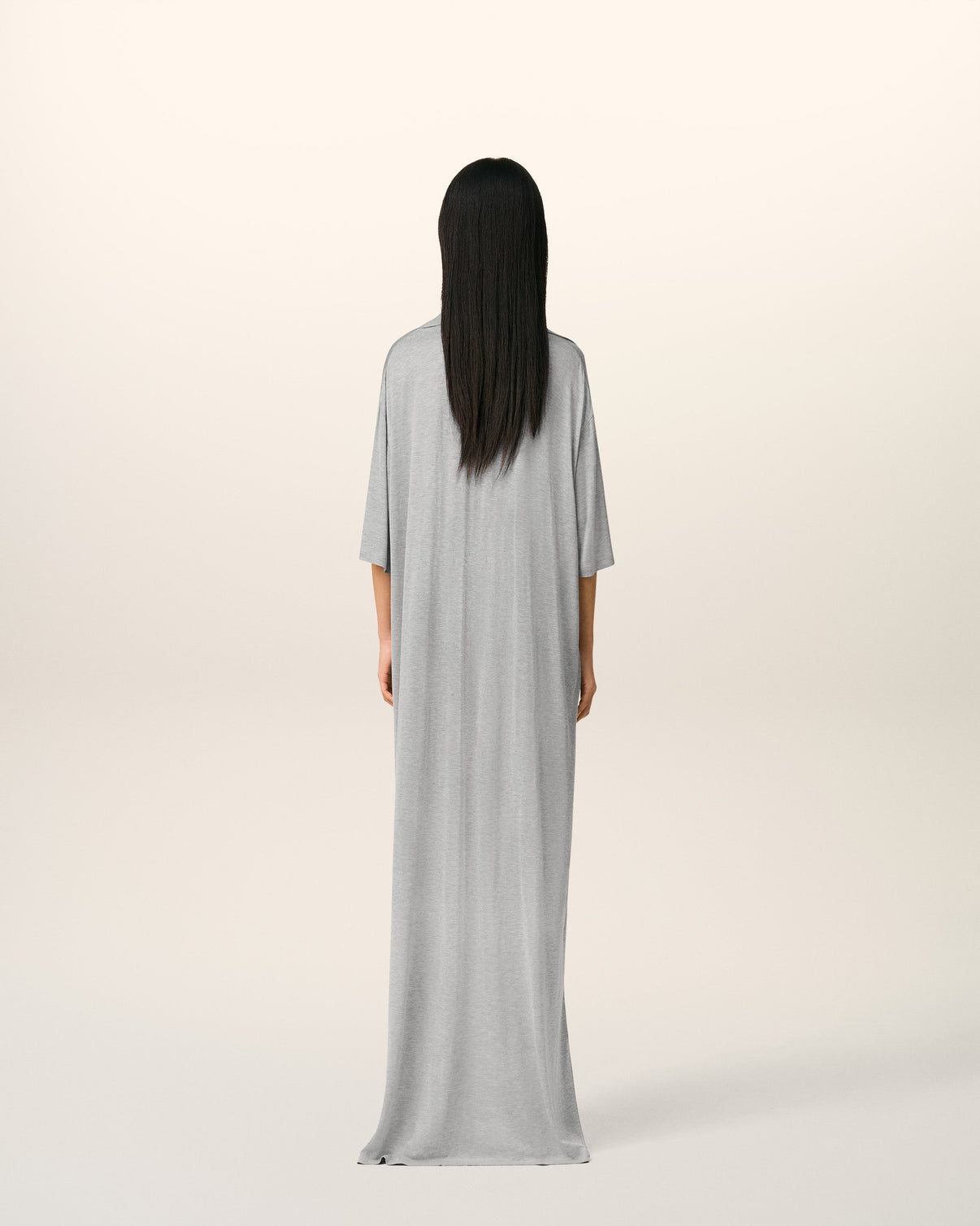 Grey Cotton Short Sleeve Long Polo Dress