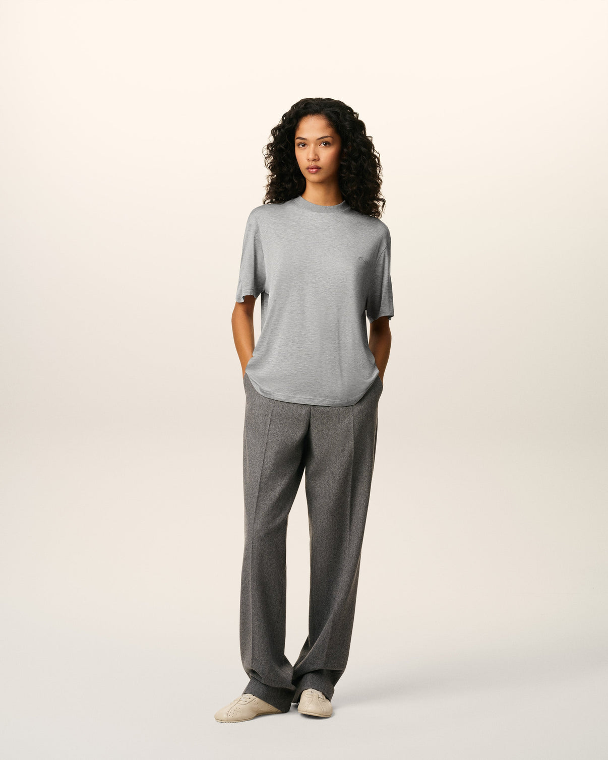 Grey Cotton Short Sleeves T-shirt