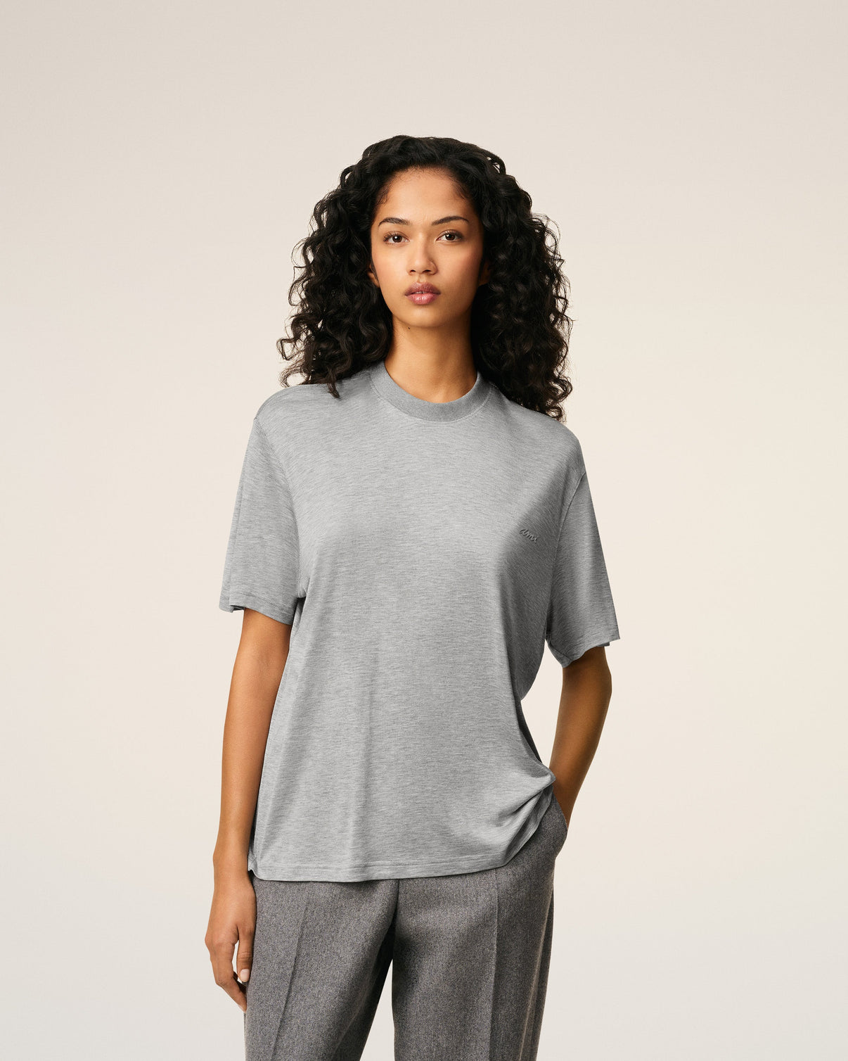 Grey Cotton Short Sleeves T-shirt