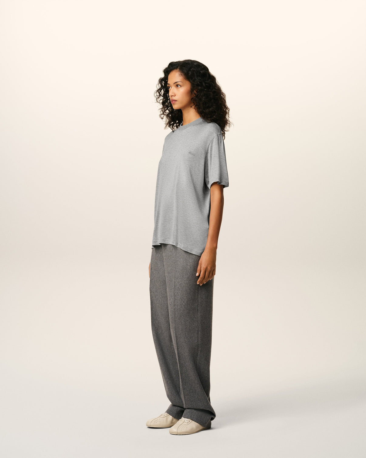 Grey Cotton Short Sleeves T-shirt