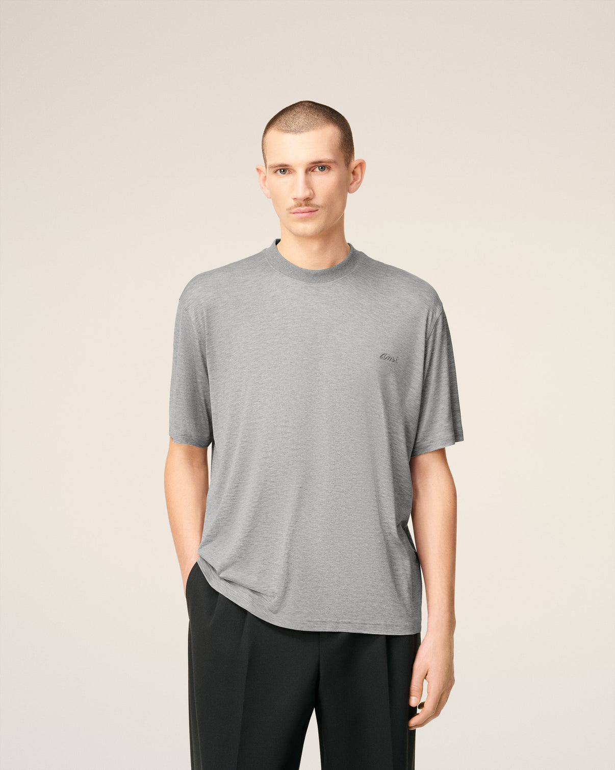 Grey Cotton Short Sleeves T-shirt