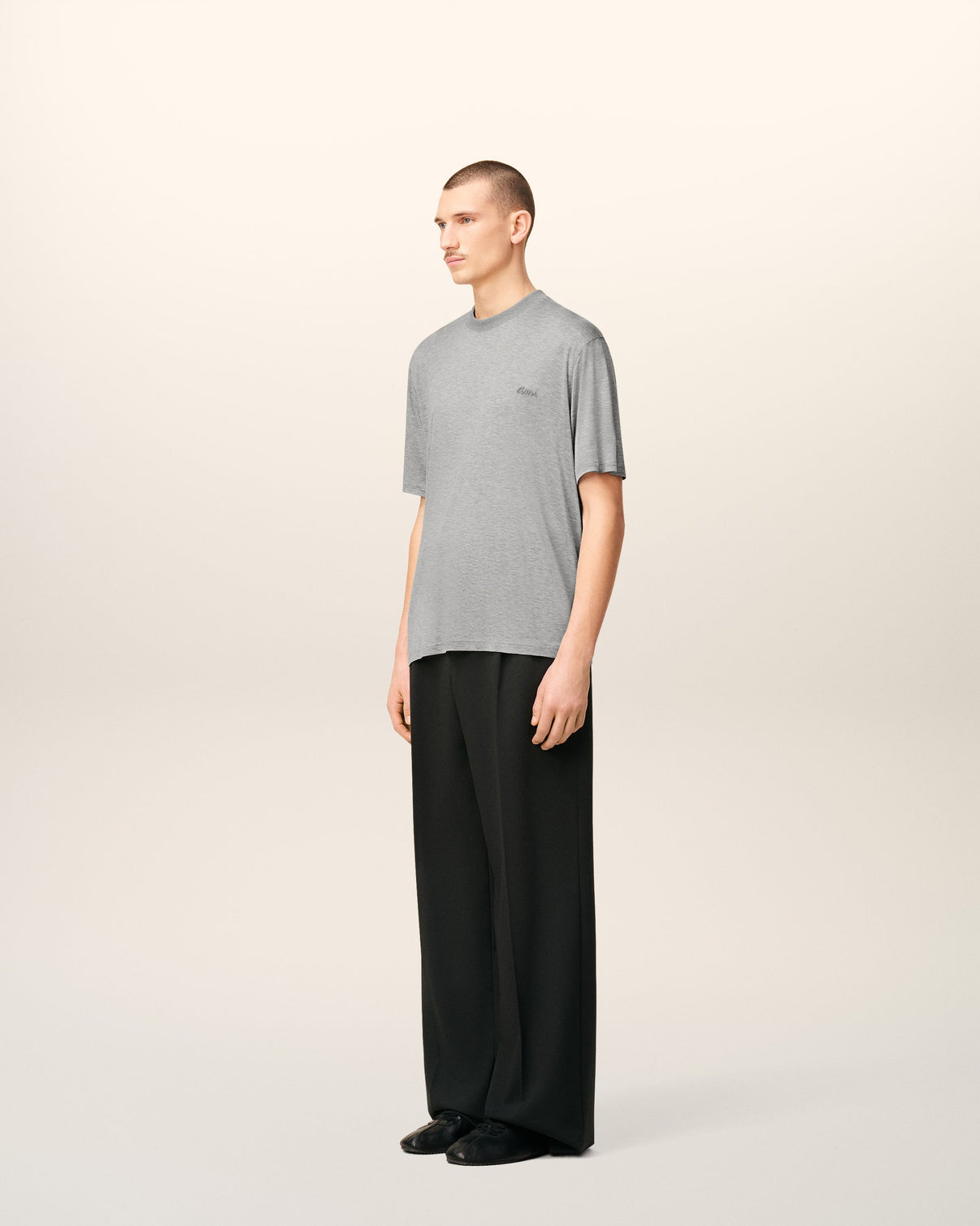 Grey Cotton Short Sleeves T-shirt