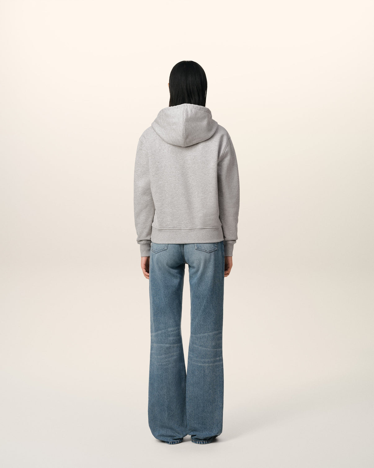 Grey Cotton Zipped Hoodie