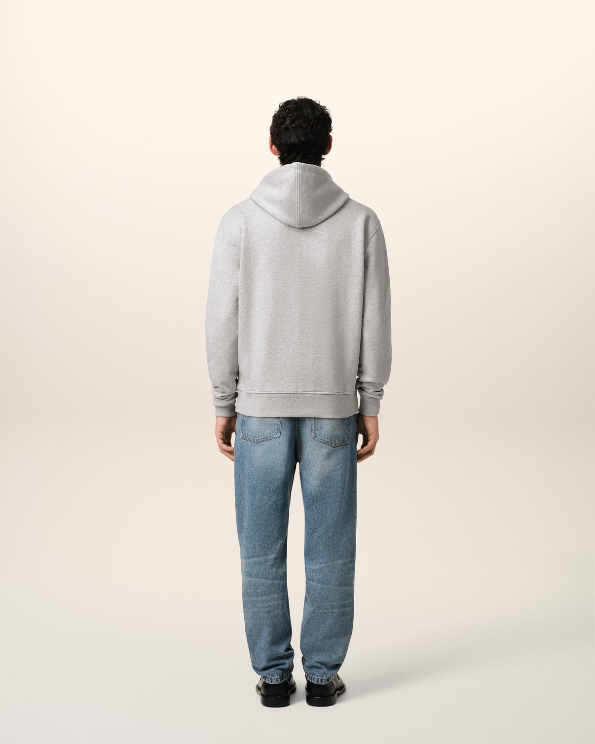 Grey Cotton Zipped Hoodie